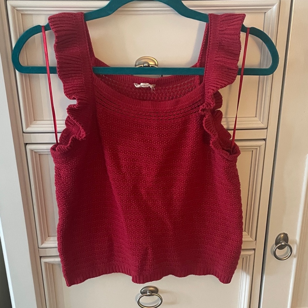 Hem & Thread Red Knit Top